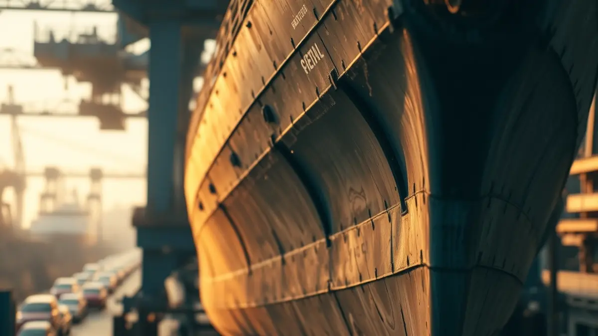 Imagen de un astillero con barcos en construcción, simbolizando la industria naval.