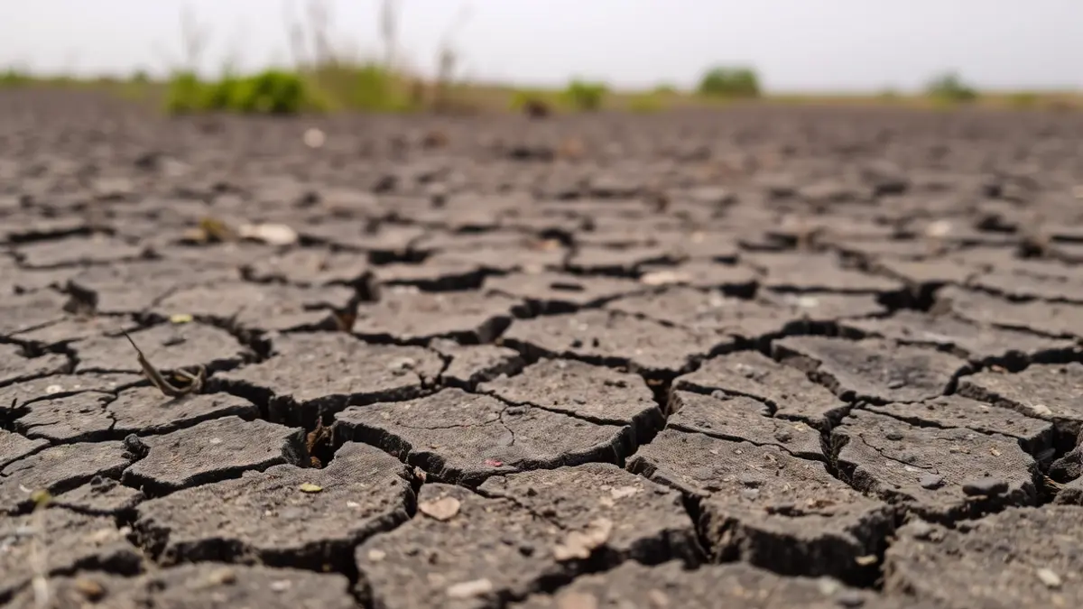 Imagen genérica de tierra seca y agrietada, simbolizando la sequía y los efectos de los incendios.