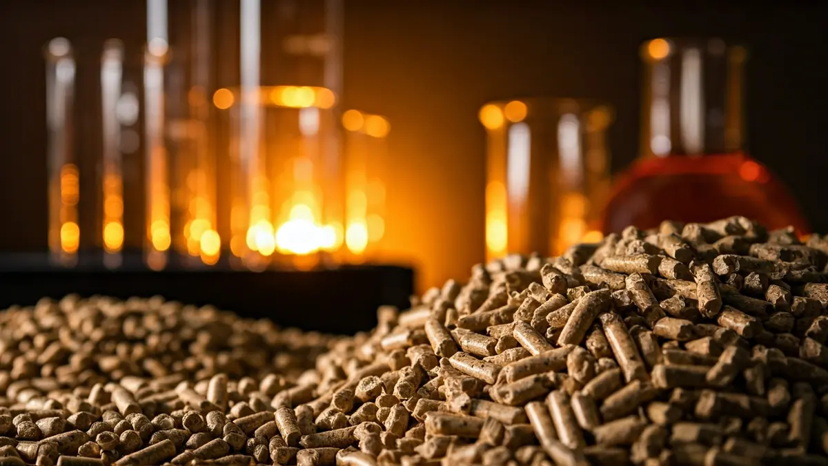 Imagen genérica de biomasa y equipamiento de laboratorio.