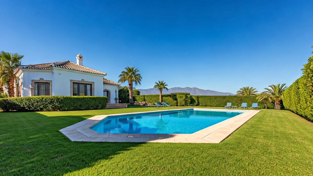 Lujosa villa con jardines en Marbella, España.