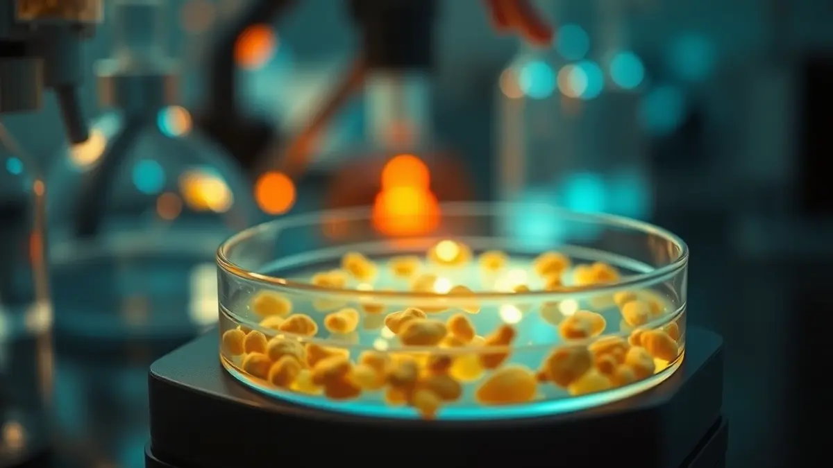 Imagen genérica de una placa de Petri con una muestra biológica brillante, simbolizando la biotecnología.