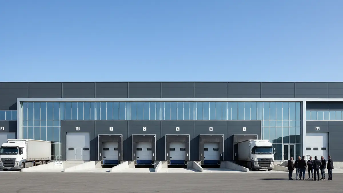 Imagen genérica de una nave industrial moderna en un parque empresarial.