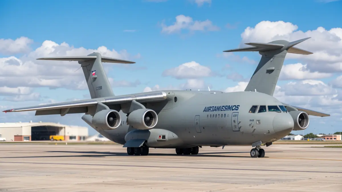 Imagen de un avión militar Airbus C295 en una base aérea en Andalucía.