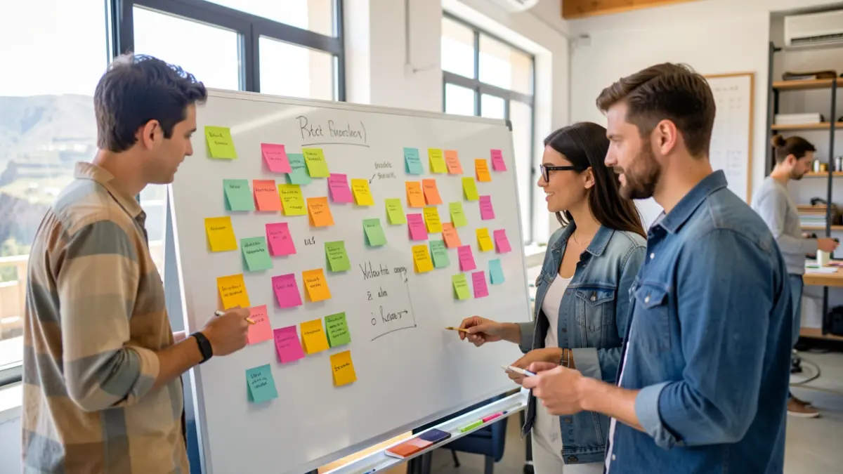 Imagen genérica de jóvenes emprendedores trabajando en equipo en un espacio de coworking.