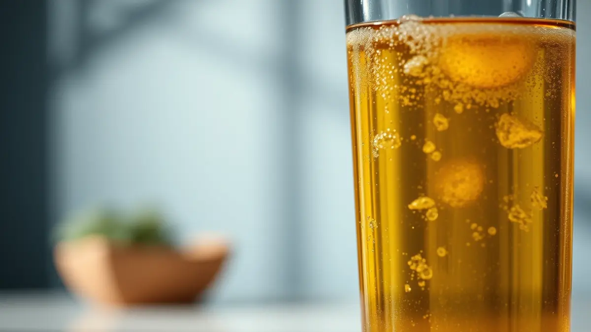 Imagen genérica de una copa de té espumoso con finas burbujas.