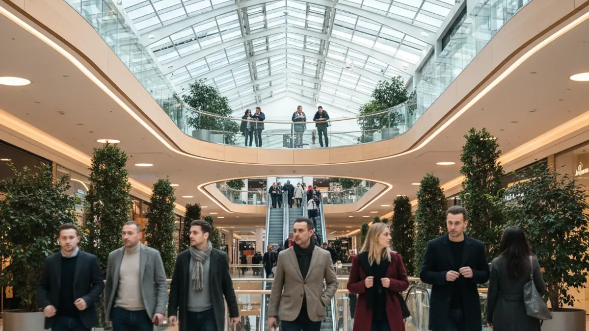 Imagen genérica del interior de un centro comercial moderno con luz natural.