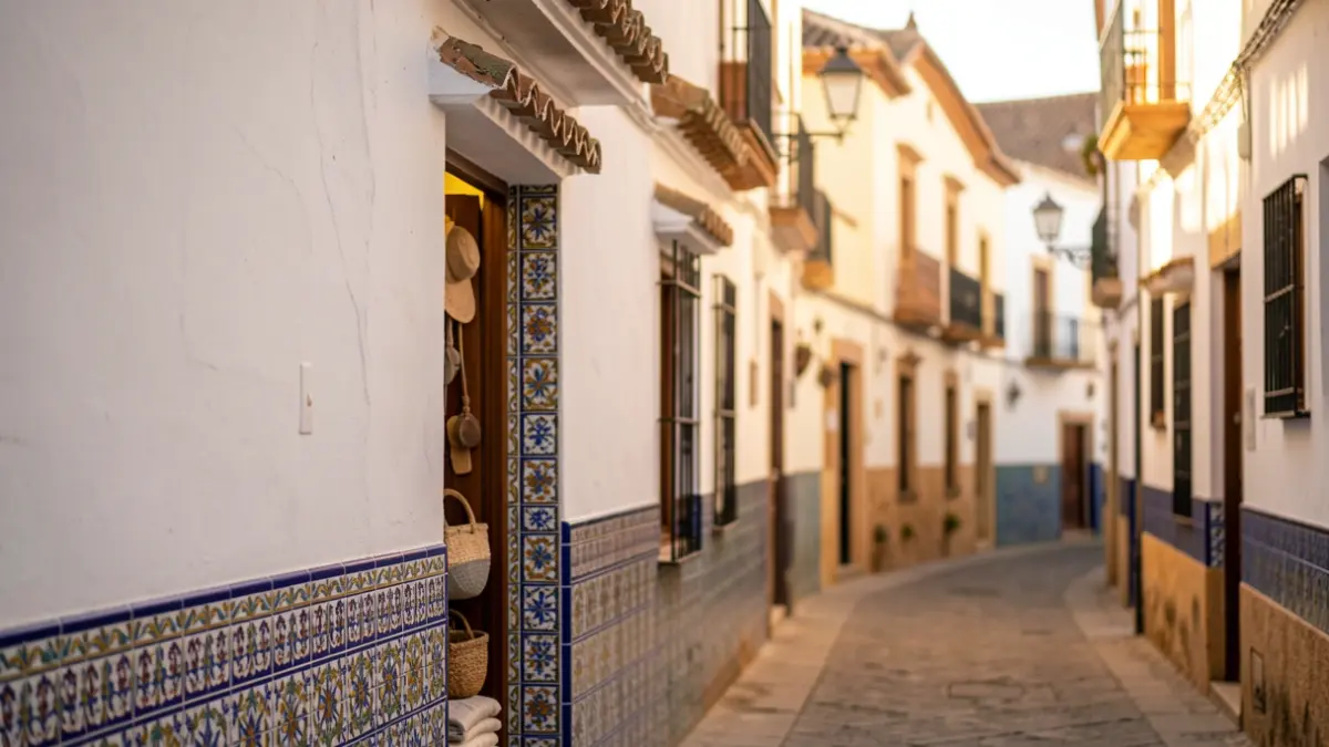 Facade of a traditional artisan shop on a street in Andalusia.