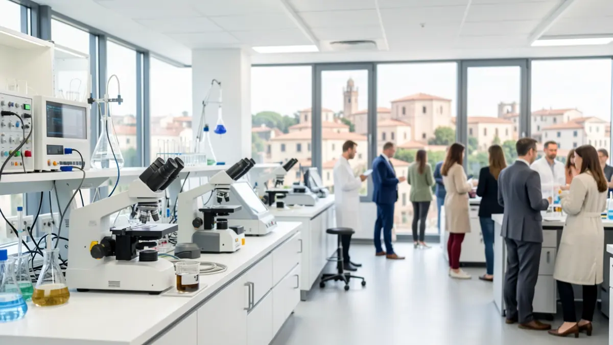 Imagen genérica de un laboratorio moderno con equipamiento científico avanzado.