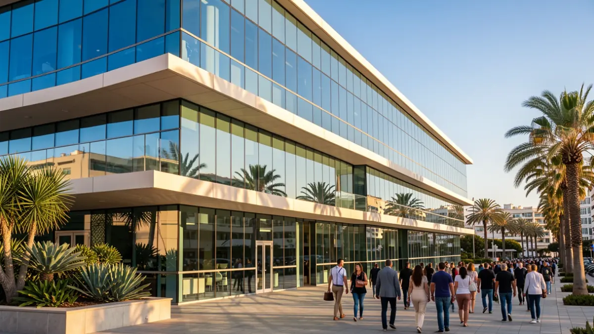 Imagen genérica de un edificio de oficinas moderno en Canarias.