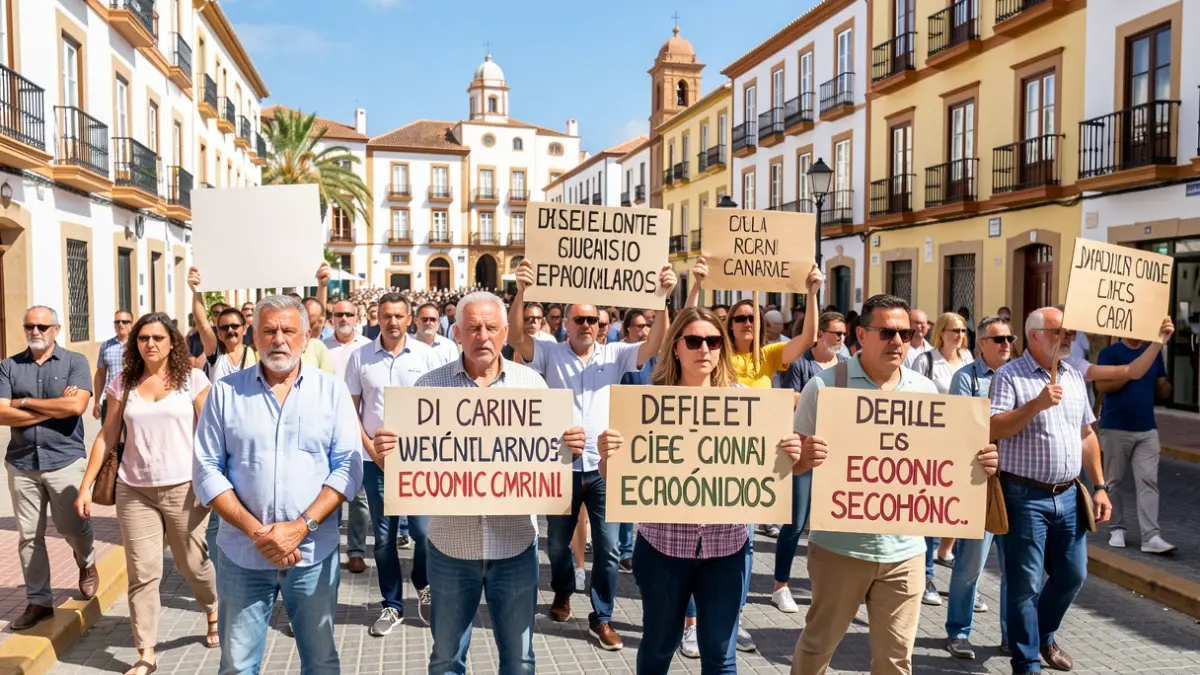 Imagen de autónomos manifestándose en Las Palmas de Gran Canaria por su situación económica.