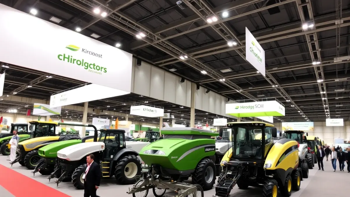Imagen de una feria de maquinaria agrícola para el sector del olivar.