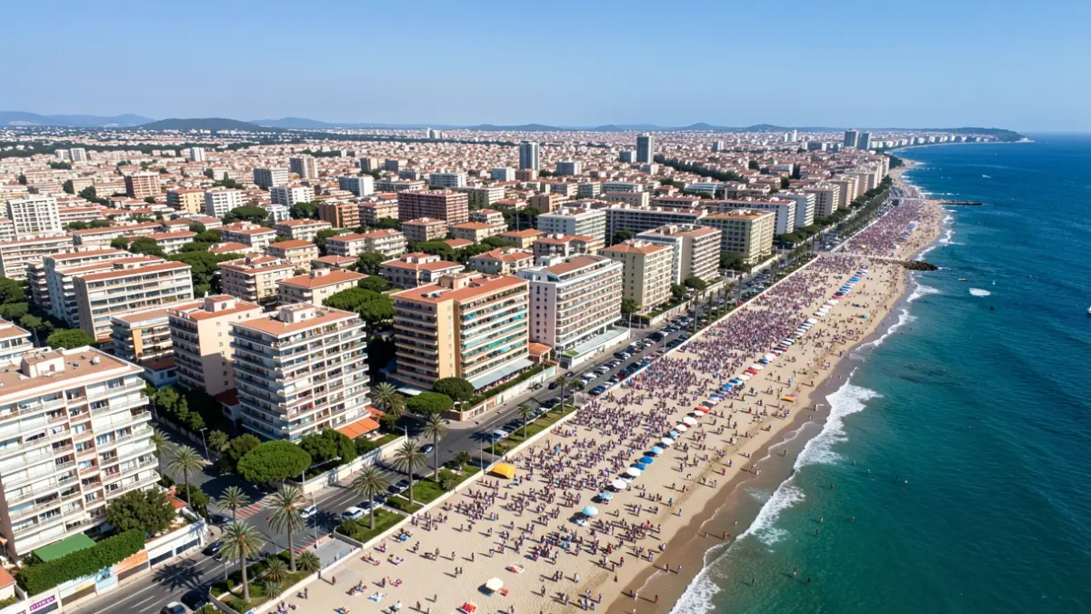 Generic image of the Mediterranean coast with high building density.