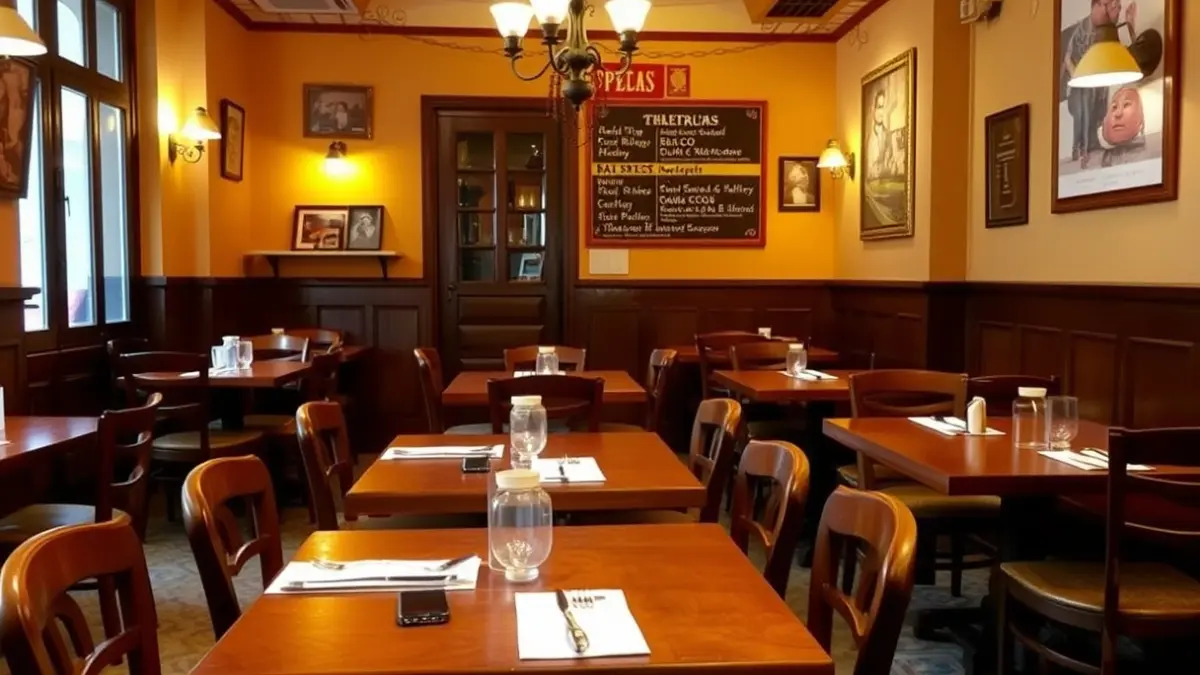 Generic image of a traditional restaurant interior in Bilbao, with wooden tables and chairs.