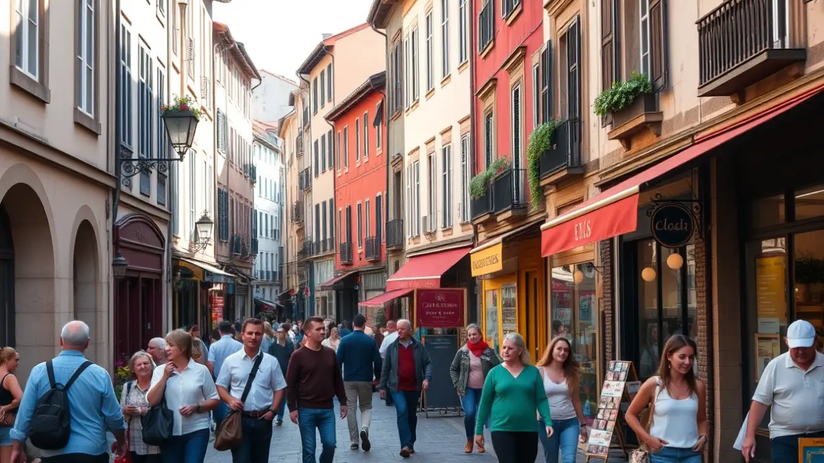 Generic image of a busy street in Bilbao's Old Town on a holiday.