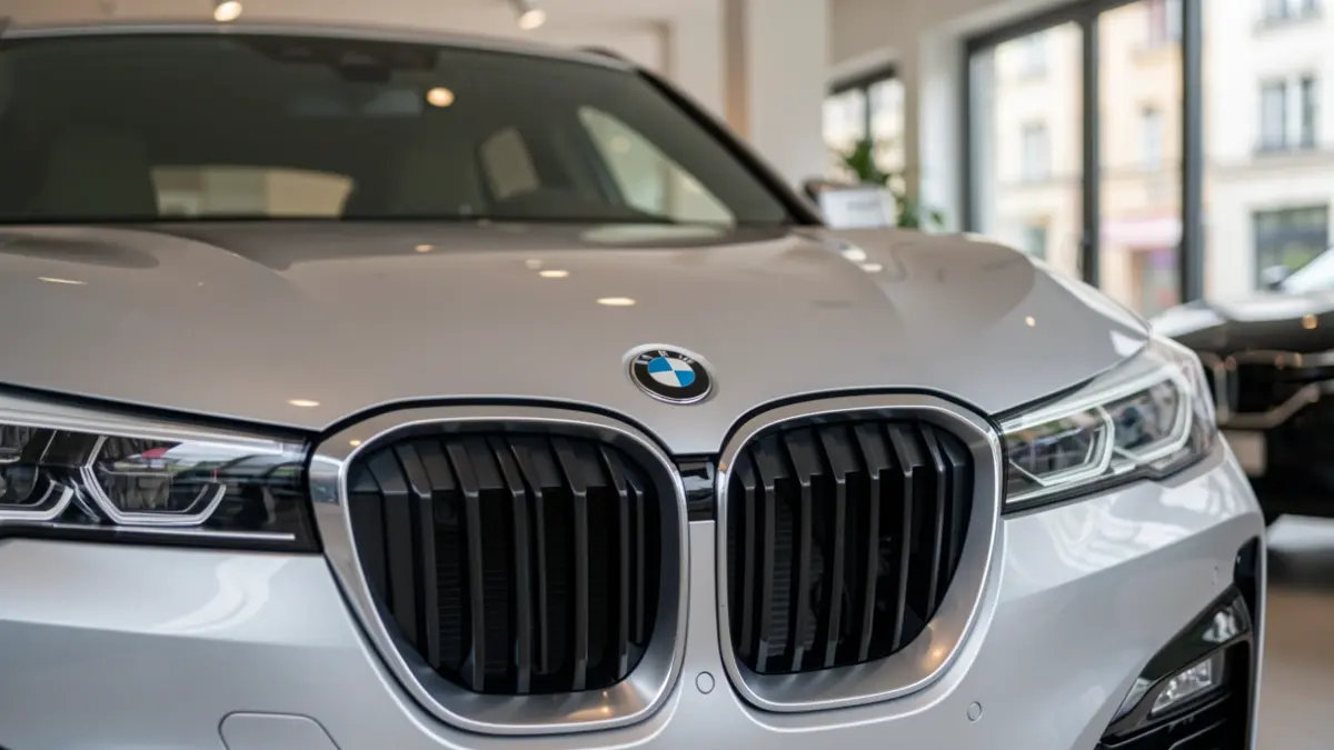 Imagen genérica del frontal de un coche eléctrico BMW en un concesionario.