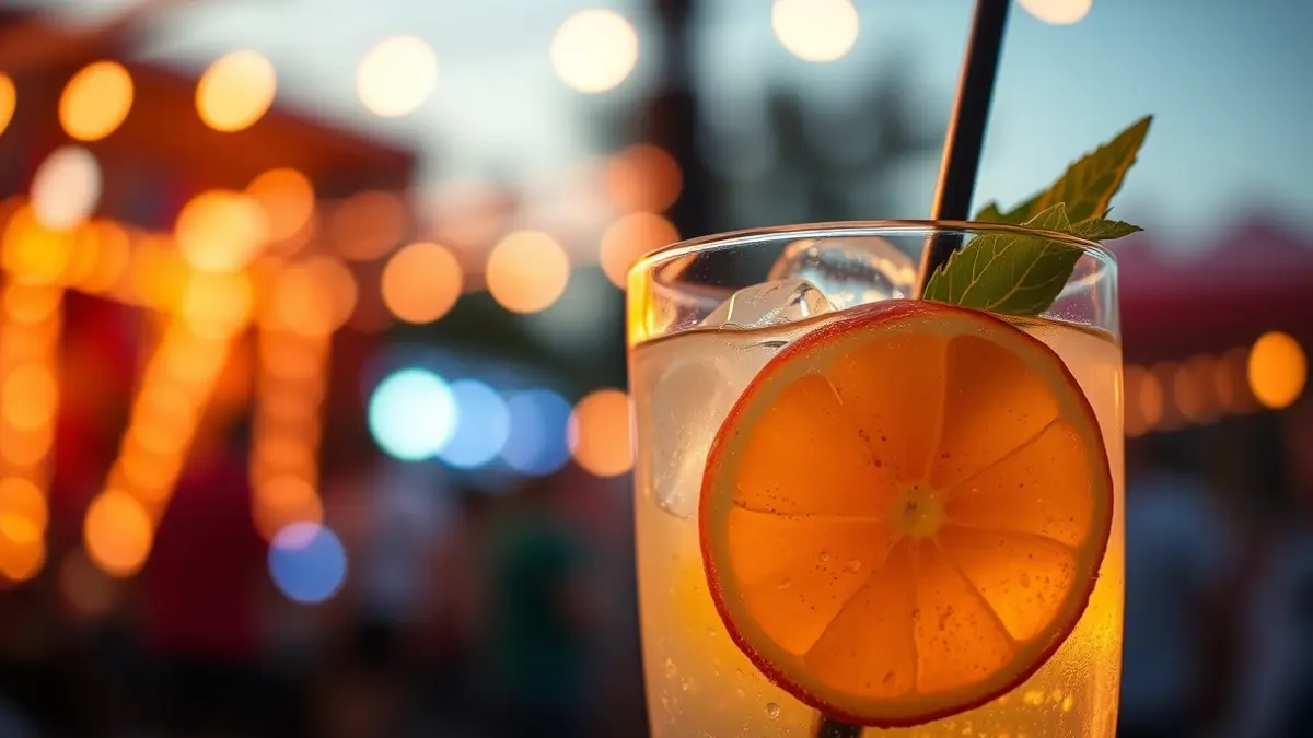 Image of a spritz cocktail at a music festival