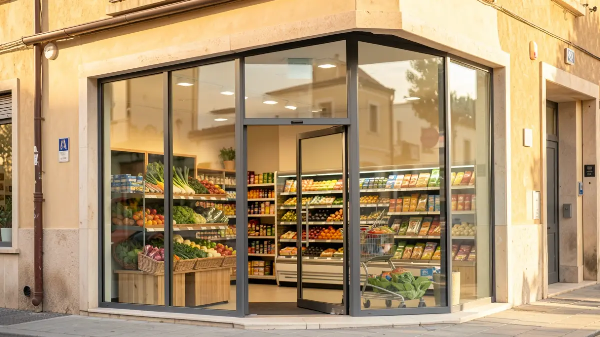 Imagen genérica de un supermercado moderno con productos frescos en el interior.