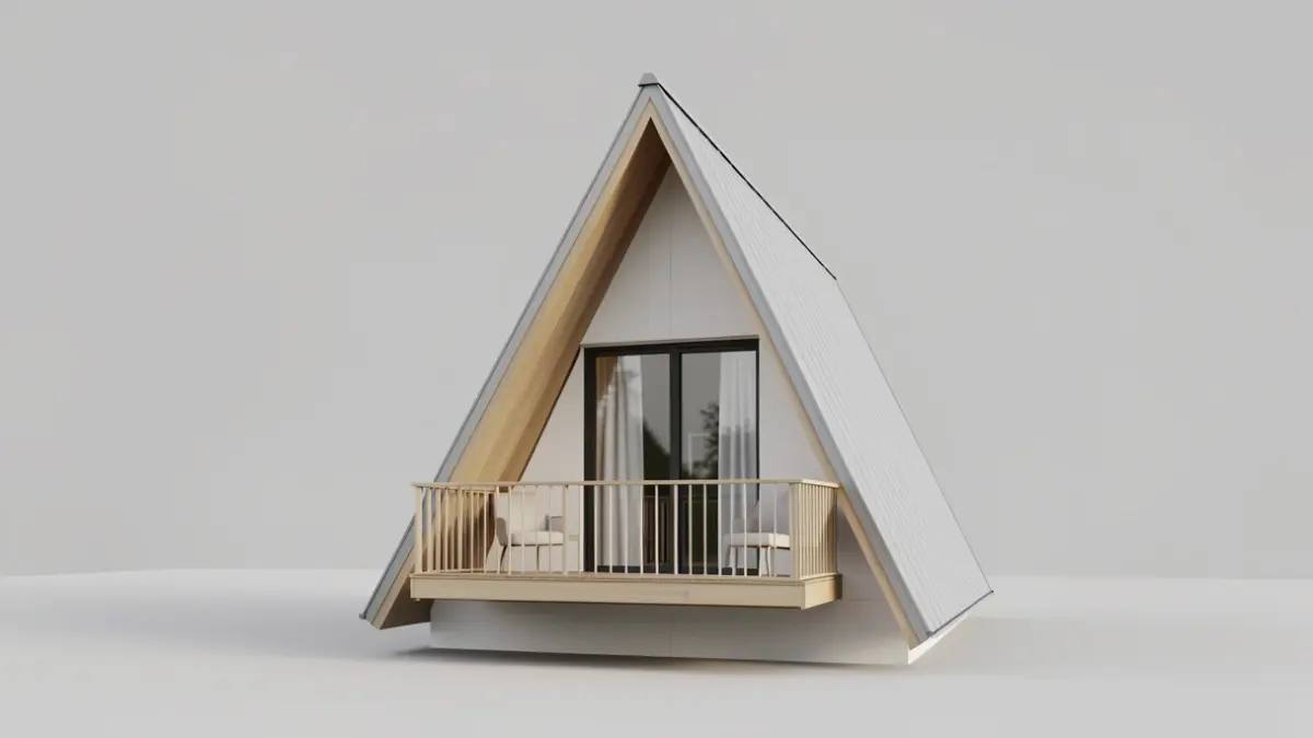 Imagen genérica de una casa prefabricada triangular moderna.