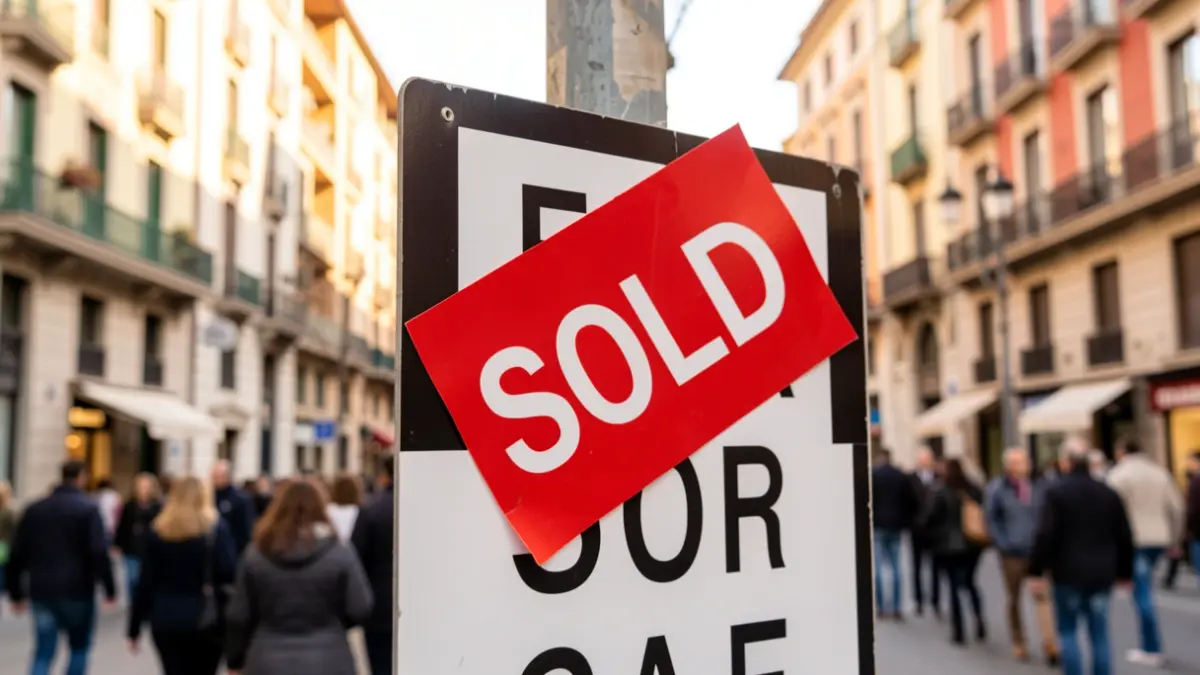 Imagen genérica de cartel de venta de inmueble en Barcelona.