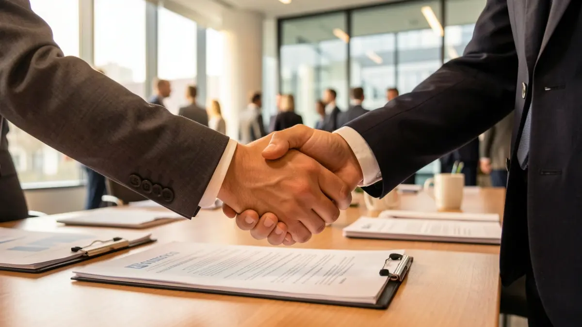 Generic image of a business meeting with a handshake.