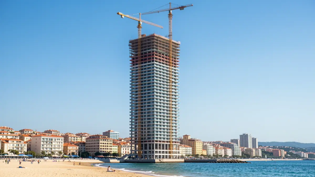 Generic image of a residential skyscraper construction on the Mediterranean coast.