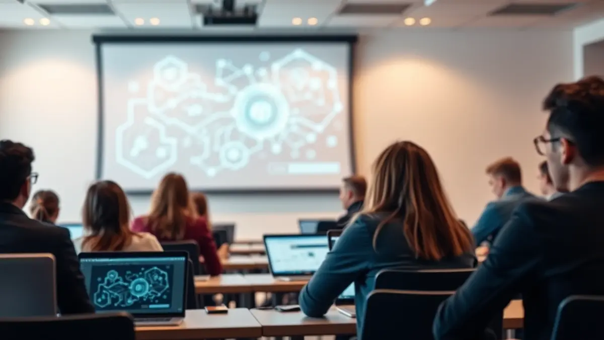 Generic image of people learning about artificial intelligence in a classroom.