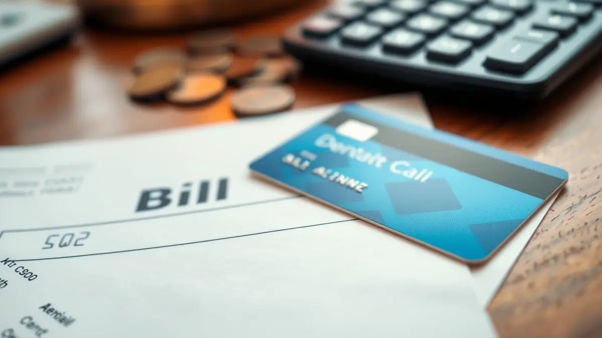 Generic image of a dental bill and a credit card on a desk.