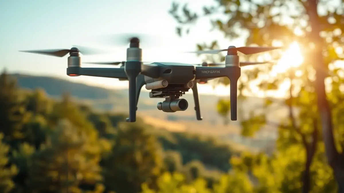 Imagen genérica de un dron sobre un bosque.