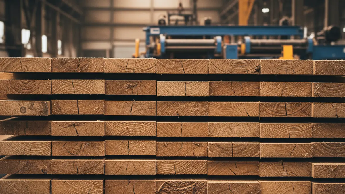 Imagen genérica: tablas de madera apiladas en un aserradero.