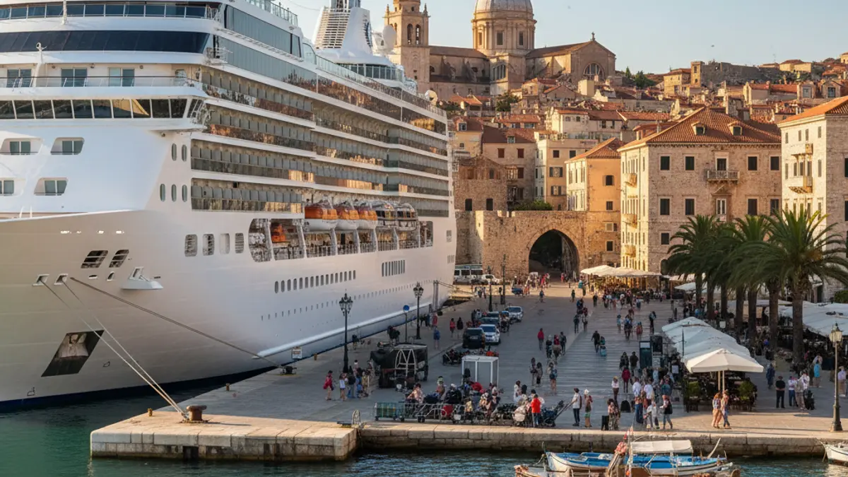 Imagen de un crucero de lujo atracado en el puerto de Cádiz.