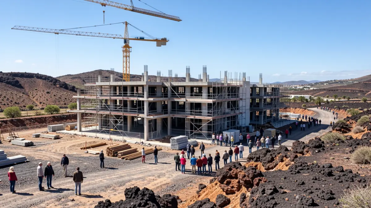 Imagen genérica de una obra en construcción de viviendas en Canarias.