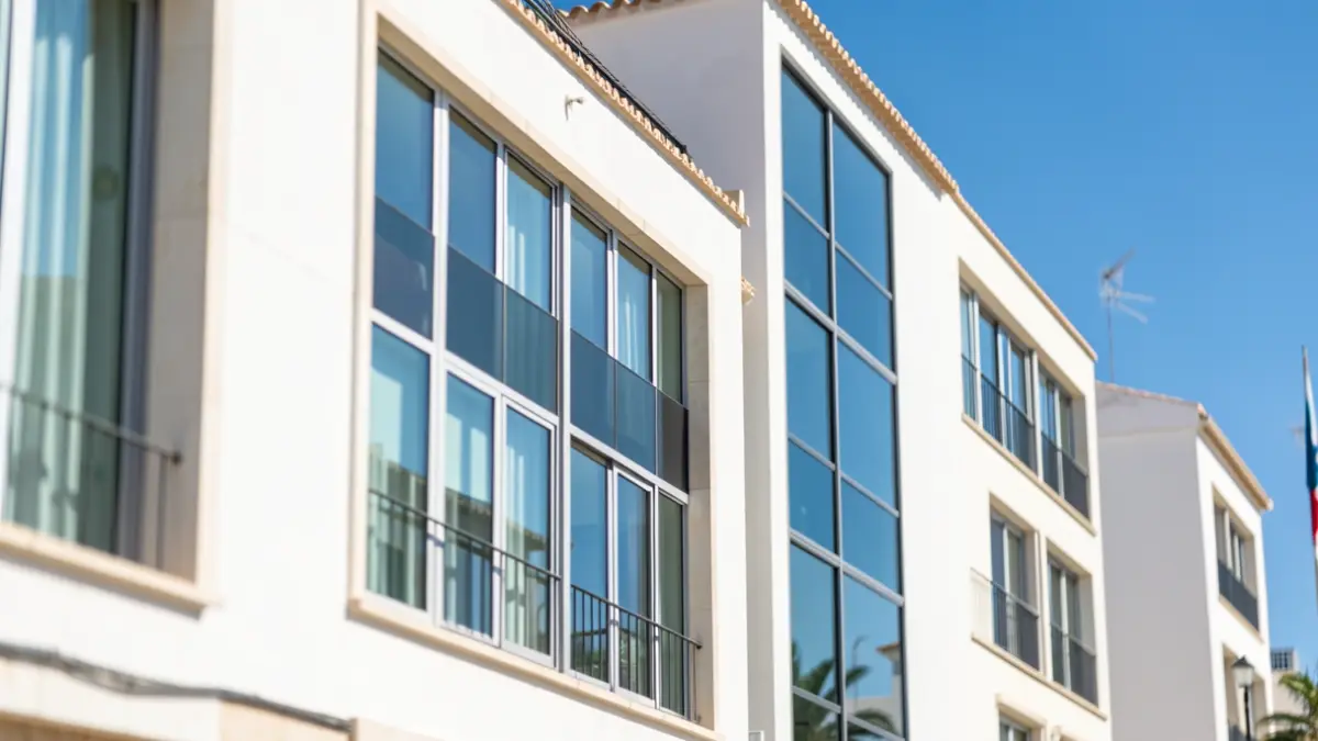 Facade of a modern office building in Andalusia.