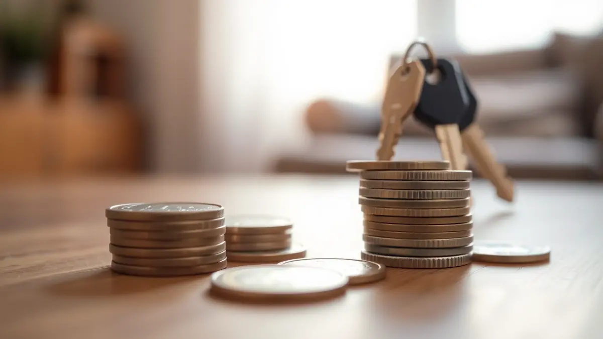 Imagen genérica de monedas de euro y llaves, simbolizando el coste del alquiler.