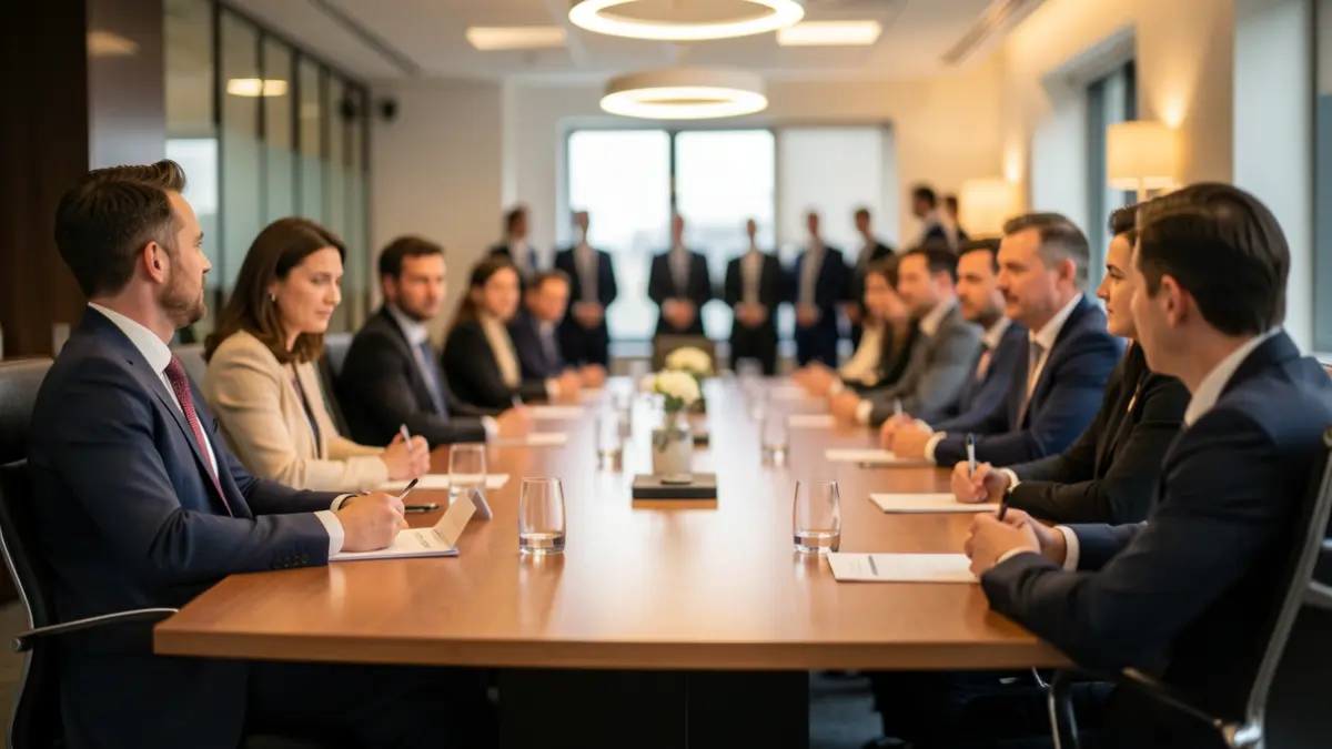 Generic image of a business meeting in an office.