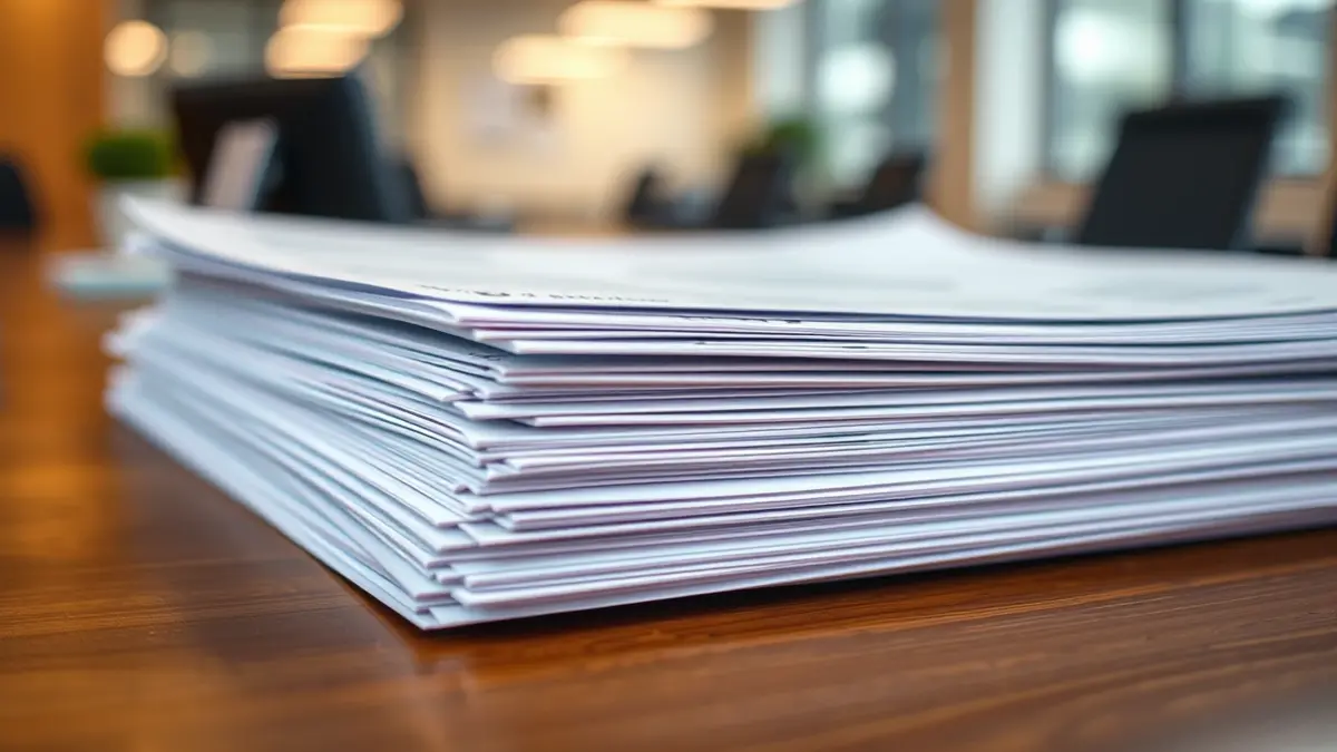 Generic image of resumes on a desk, symbolizing job search.