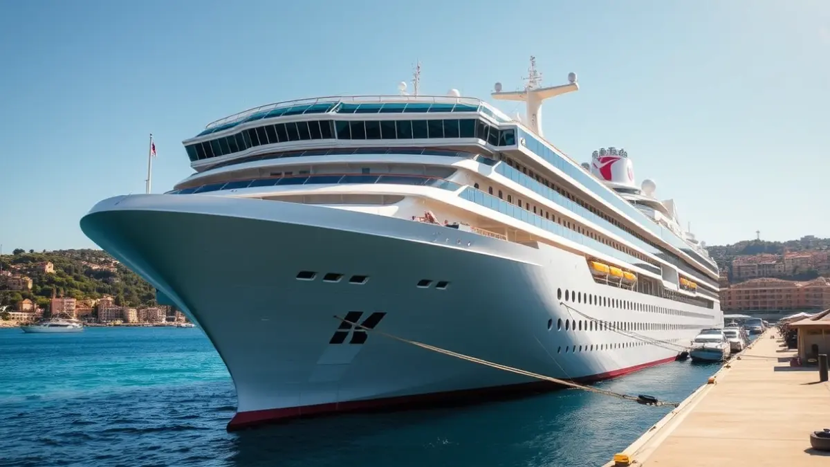 High-end cruise ship docked at Roses port