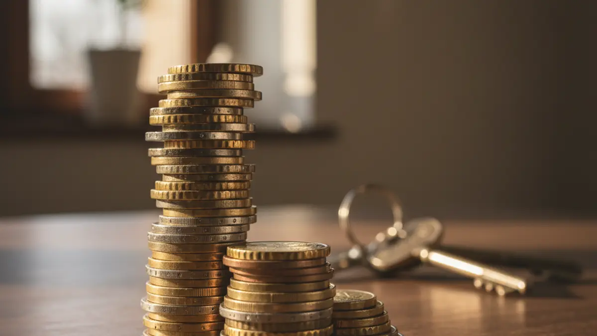 Generic image of euro coins and house keys, symbolizing rising housing prices.