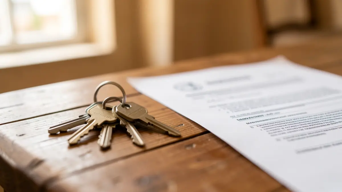 Generic image of house keys on a rental contract.