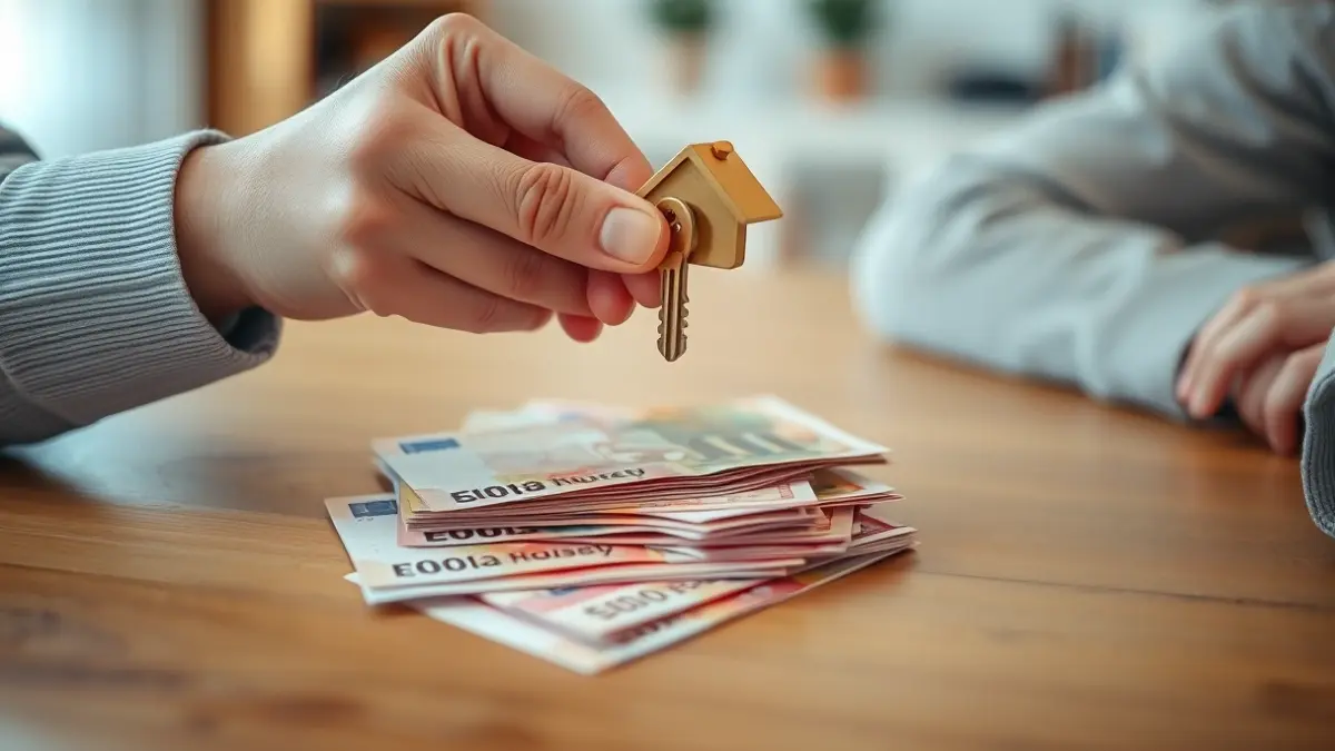 Imagen genérica de manos intercambiando una llave de casa sobre dinero, simbolizando el apoyo familiar para la vivienda.