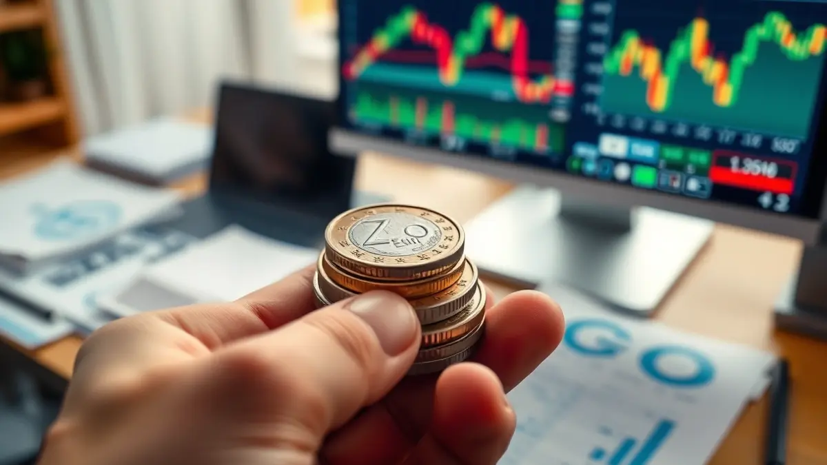 Imagen genérica de monedas de euro y documentos financieros, simbolizando el pago de dividendos.