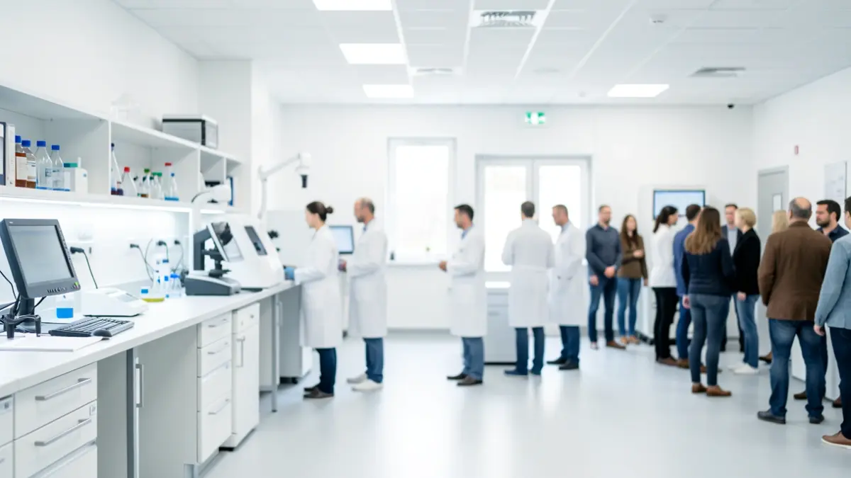 Imagen genérica de un laboratorio forense moderno con equipamiento avanzado.