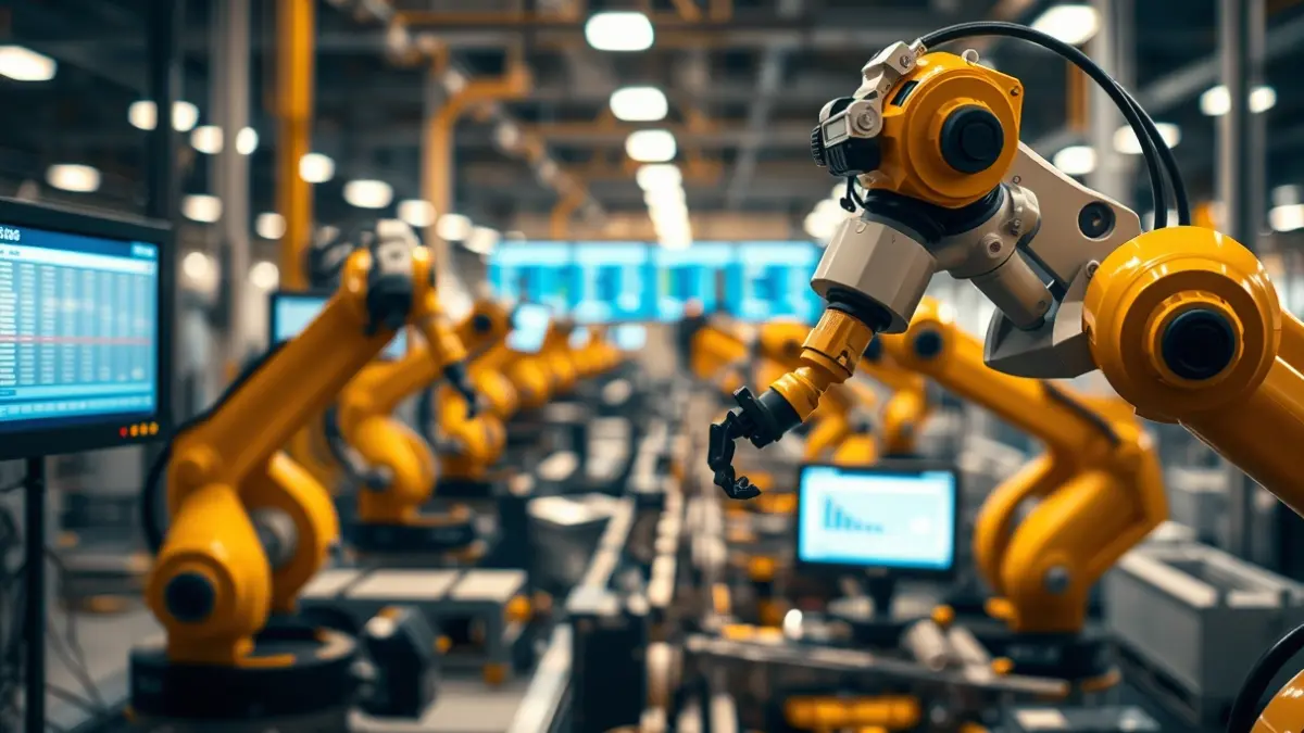 Imaxe xenérica de maquinaria industrial nunha fábrica moderna.
