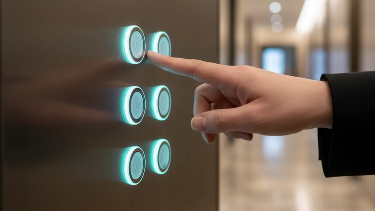 Elevator control panel with illuminated buttons