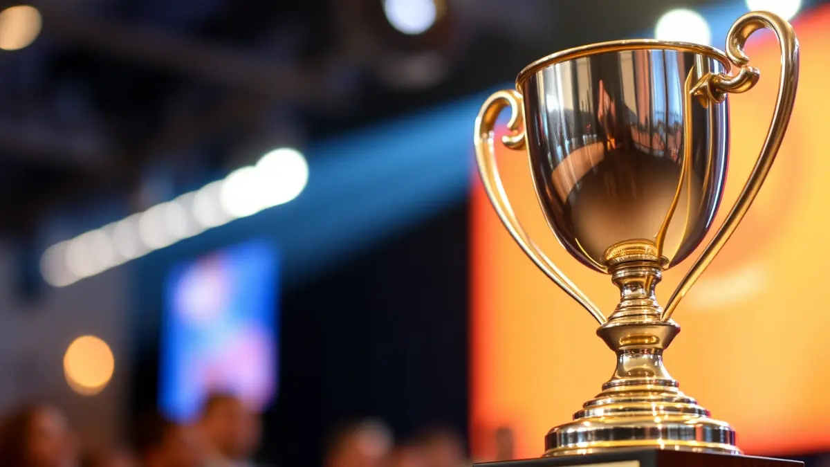Imagen genérica de un trofeo de premio en un escenario, simbolizando el reconocimiento a la excelencia educativa.