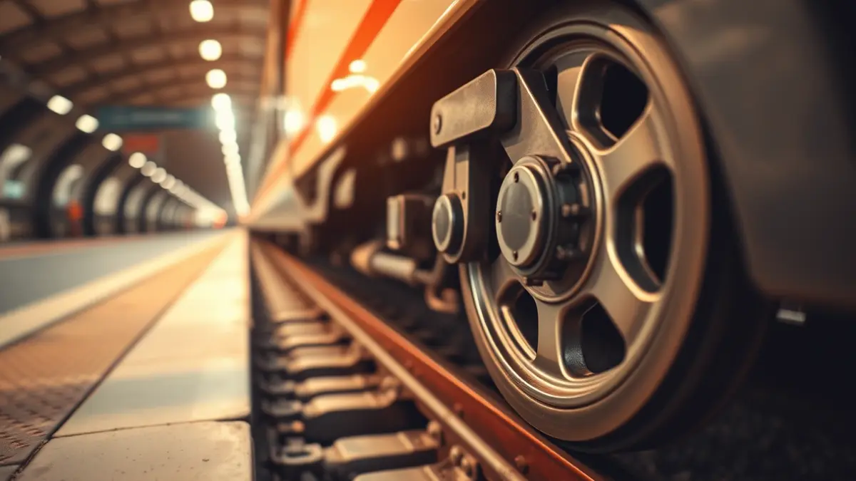 Imagen genérica de una rueda de tren sobre la vía en una estación.
