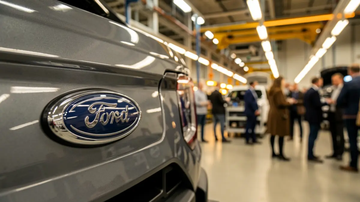 Imagen genérica de un emblema de Ford Bronco en una fábrica.