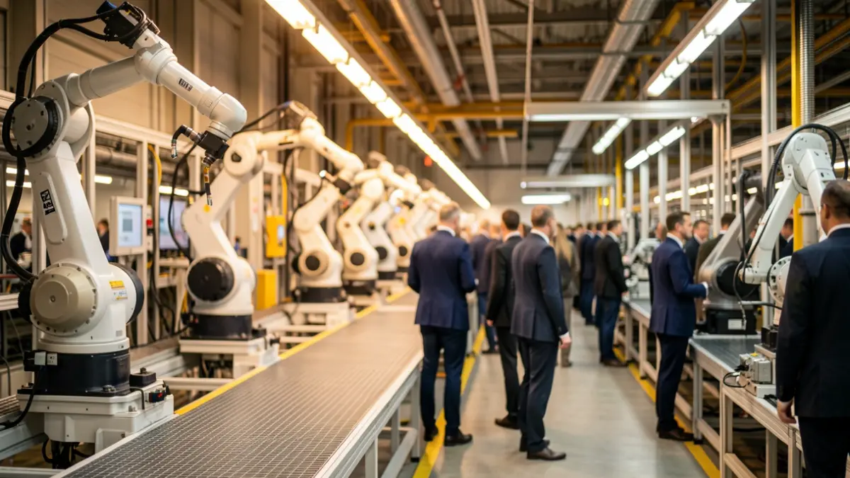 Generic image of an industrial assembly line in an automobile factory.