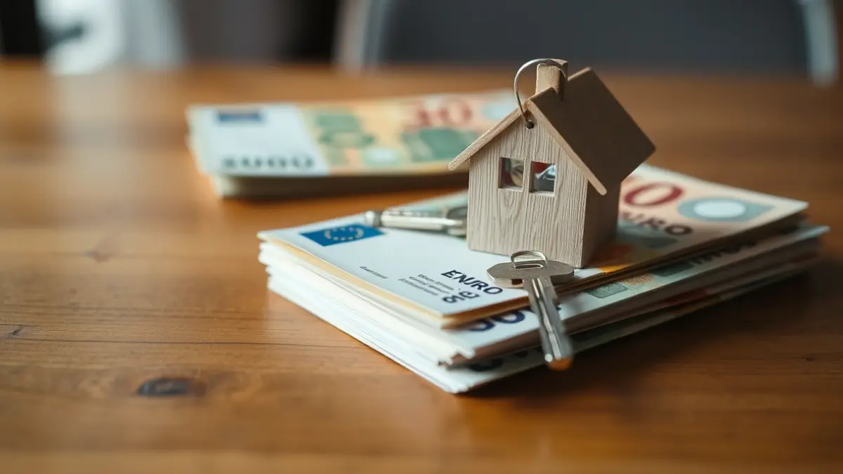 Generic image: A house key resting on a stack of euro banknotes, symbolizing rental costs.