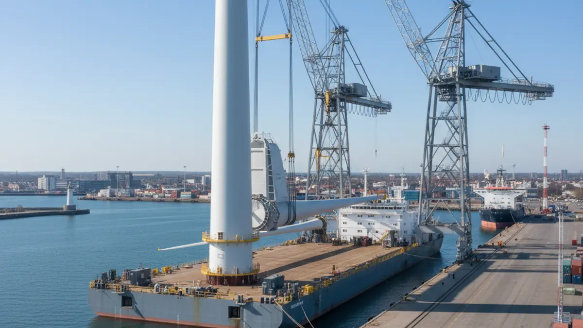 Floating wind turbine prototype under construction in the Port of Las Palmas.