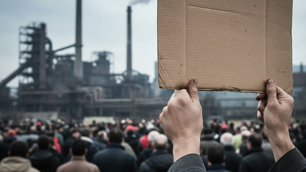 Generic image of a strike, showing workers demanding better labor conditions.